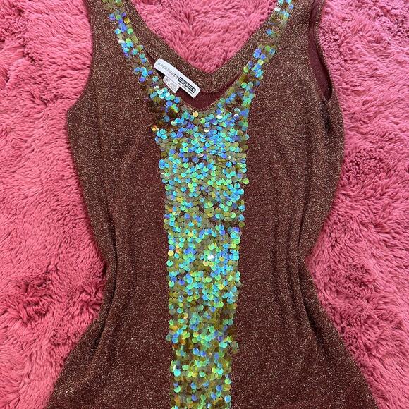 Brown sequin necessary objects tank top - Picture 4 of 6